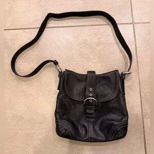 Coach Rare Vintage Black Soho Leather Buckle Flap Shoulder or Crossbody Bag